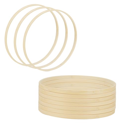 HEIYUET 10 St&uuml;ck 20cm Holzringe Zum Basteln, Holzreifen Makramee Ringe Traumf&auml;nger Ringe, Bambus Ringe f&uuml;r Traumf&auml;nger Hochzeit Kranz DIY Handwerk