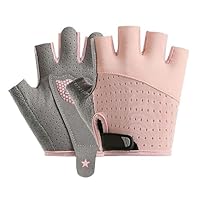 FakeFace Kinder Fahrradhandschuhe Jungen Mädchen 5-10Jahre - Atmungsaktiv und Kühl, elastische Halbfingerhandschuhe Radsporthandschuhe für Outdoor-Radfahren, Abriebfest und rutschfest (Pink)