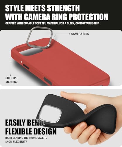 Image of WOW IMAGINE Back Cover for Mi Redmi 15C 5G | Poco C85 5G 2025 | Ultra Slim Flexible Non-Slip Grip | Inner Fabric | Metal Camera Ring & Lightweight Soft Silicone Mobile Case - Crimson Red