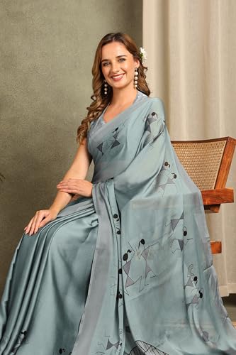 Image of MIRCHI FASHION Women Saree Floral Printed Chiffon | Breathable Lightweight Summer Sari for Office and Daily Use with Unstitched Blouse (Available in 20 Styles)