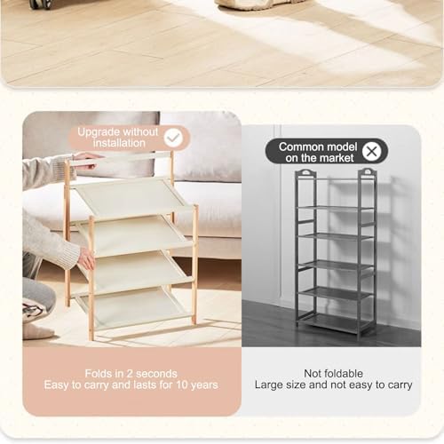 Wooden Shoe Cabinet, Tall Freestanding Shoe Rack, Vertical Stackable Boot & Shoe Storage Organizer, Narrow Design (75x70cm/29.5x27.6in) for Entryway & Hallway