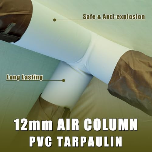 Image of Inflatable Camping Tents with Hand Pump, Air Glamping Tents, Easy Setup Waterproof and Windproof Blow up Tent, 4 Seasons Oxford Cabin Tent with Mesh Window & Stove Jack.