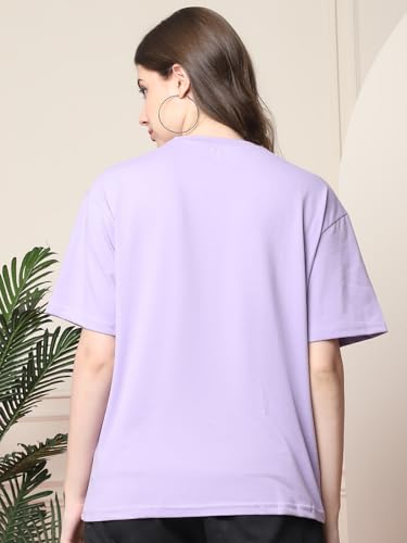 Image of Preneum Women's Cotton Cool Graphic Printed Baggy Fit Drop-Shoulder Sleeves Cotton Oversized T-Shirt
