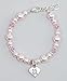 Crystal Dream Elegant Pink European Simulated Pearls Lil SIS Heart Silver Charm Child Girl Bracelet (BLSP_L)