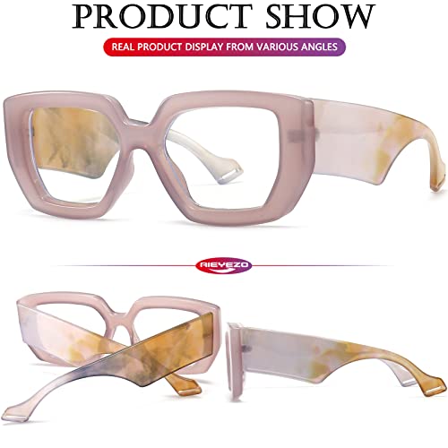 Image of AIEYEZO Thick Frame Blue Light Glasses Men Women, Fashion Square Computer Eyeglass Anti Eyestrain & Prevent Headache