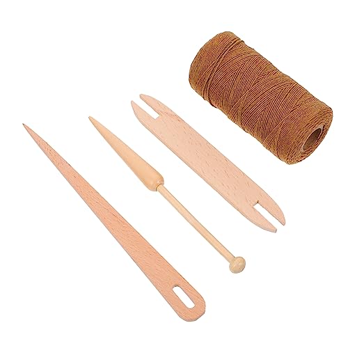 TEHAUX Weaving Shuttle Stick Knitting Cotton Tread 1 Set DIY Knitting Tools Complete Accessories