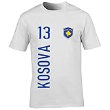  FanShirts4u Herren Fan-Shirt Jersey Trikot - Kosovo/KOSOVA - T-Shirt inkl. Druck Wunschname & Nummer WM EM (XL, KOSOVA/weiß)