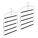 Produktbild 2 x Hosenbügel platzsparend, Hosenkleiderbügel mehrfach, Metall, gepolstert, HBT: 44,5 x 37 x 2,7 cm, Silber/schwarz