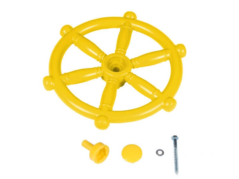 Ship Pirate Steering Wheel perfect for Childrens Play House & Kids Climbing Frame or Tree House (Yellow)