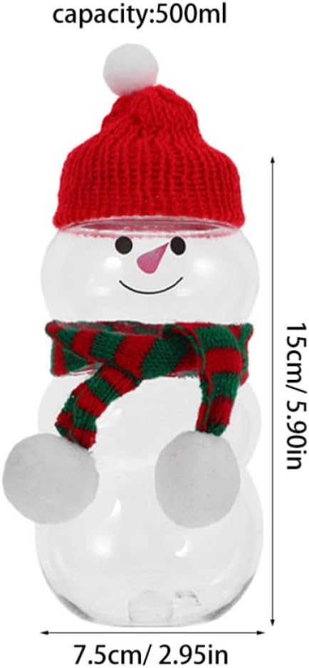 KOMBIUDA 12 Set Christmas Snowman Shape Party Favors Bottle 500ml Plastic Juice Bottles with Sealed Packaging and Portable Design for Festive Parties and Gatherings