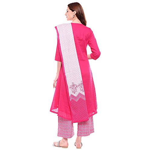 Image of BIBA Women Cotton A-Line Kurta Palazzo Suit Set