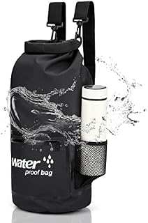 10L Waterproof Bag - Upgraded Dry Bag Sack with Net Pocket, Tote Strap and 2 Adjustable Shoulder Straps, Perfect for Kayaking, Boating, Fishing, Rafting, Swimming, Paddleboarding, Sailing, Traveling