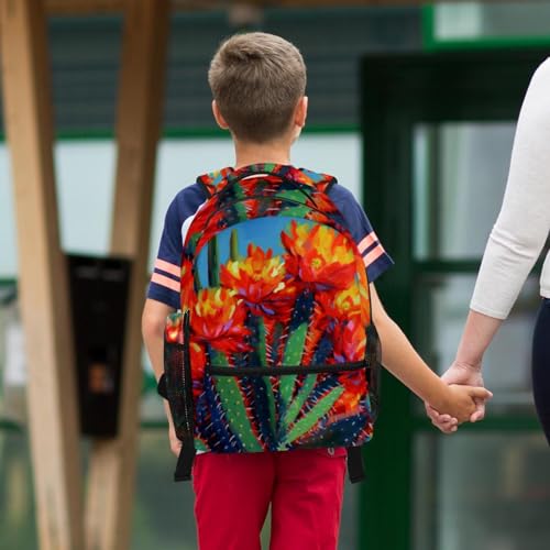 Cartables pour enfants avec trousse ensemble de 2 pièces fleurs de cactus