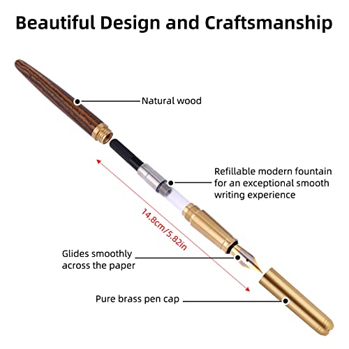 Cobee® Wooden Fountain Pens, Handcrafted Wood Fountain Pen Vintage Luxury Pen 0.5Mm Fine Point Pen Business Pen Smooth Writing For Journaling Calligraphy Gift Supplies(B) #TOP2