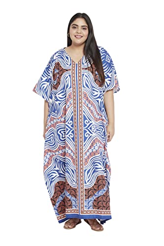 Image of Gypsie Blu Women Plus Size Kaftan Dress Beach Cover Up Maxi Dresses for Women, V-Neck Kimono Sleeve 1X-3X