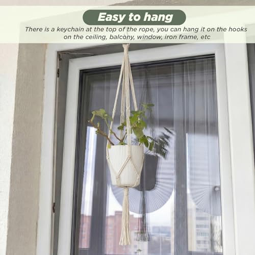 Image of EBOOT 2 Pack 48 Inch Large Macrame Plant Hanger Rope to Hang Flower Pot Plant Holder for Indoor Outdoor Decorations, 4 Legs (Ivory White)