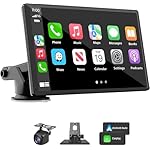 Portable Wireless Carplay Car Stereo, 7" HD Touchscreen for Car with Apple CarPlay & Android Auto with Backup Camera/Mirror Link/Voice Control/Bluetooth/GPS/AUX/FM Satellite Radio for All Vehicles