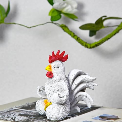 Figurine de coq de méditation poulet en résine pour centre de table