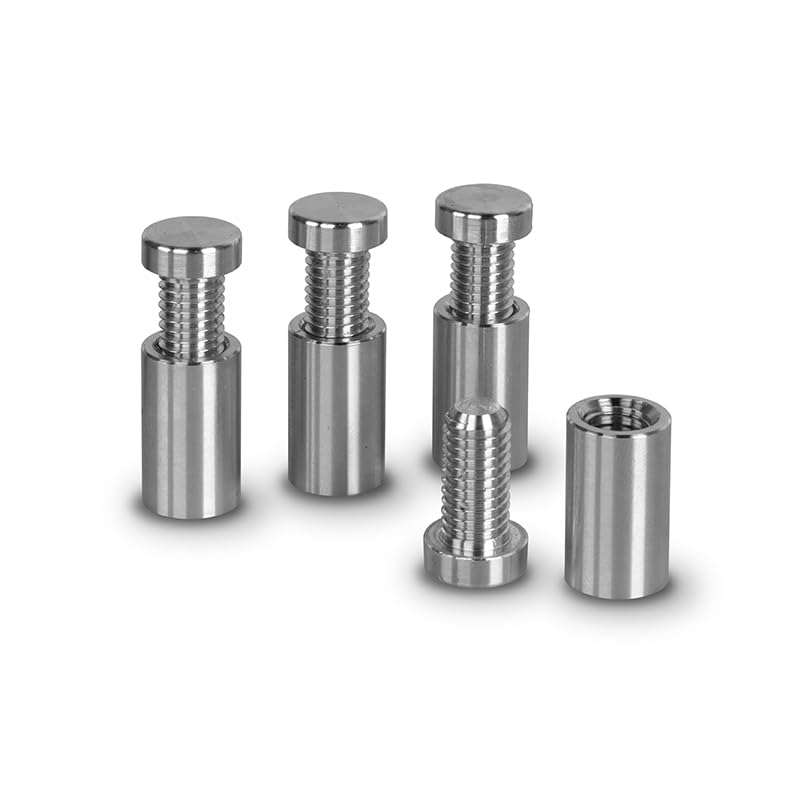 PrecisionGeek® Aluminium Sign Standoff Mounts, CNC Machined Wall Fixing Bolts for Acrylic, Glass, Metal and Picture Frames, Ø12mm x 20mm (Aluminium)