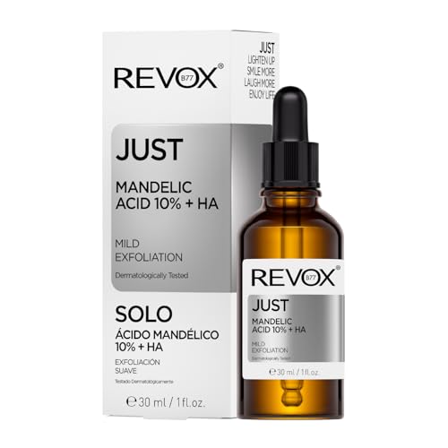 REVOX B77 - Just Mandelic Acid 10% + HA, 30 ml, Ácido Mandélico y Ácido Hialurónico, Exfoliante Facial Suave, Hidrata y Mejora la Elasticidad, Suaviza y Unifica el Tono, Previene Envejecimiento