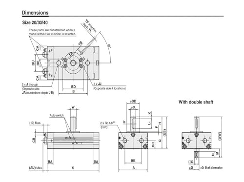 Cylindre rotatif CDRQ2BS40-90C pour montage compact en espace réduit