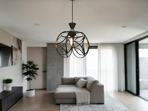 Image of Prop It Up Modern Decorative Pendant Light for Living Room & Bedroom | Designer Hanging Ceiling Lamp with Metal Frame | Stylish Ambient Lighting for Home, Cafe & Dining Area | E27 Holder