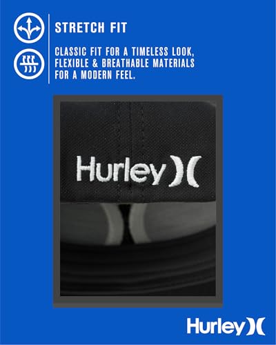 Image of Hurley Mens Baseball Cap - Moisture Wicking Curved Brim Flexfit Fitted Hats for Men with H2O-Dri Sweatband (Sizes: S-XL)