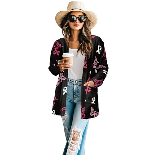 Image of Women's Lightweight Cardigans with Pockets Trendy Long Sleeve Open Front Cardigan Casual Tops Jackets Fall Oufits S-2XL
