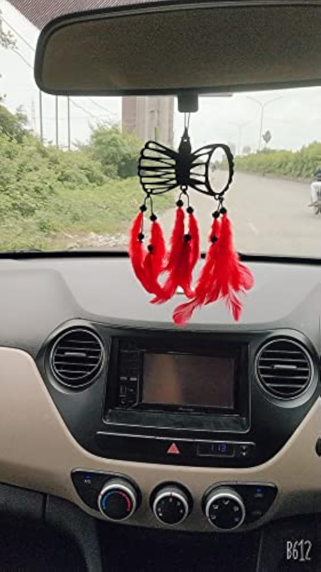 Red Feather Damru Car Hanging for Positive Vibes