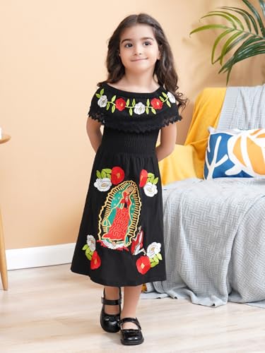 Image of Mexican Dress for Girls Traditional Vestidos Mexicanos Cinco de Mayo Embroidered Dresser Toddler Kids