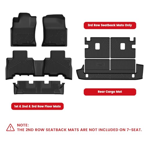 Image of LASFIT Floor Mats&Cargo&Seatback Mats for Toyota 4Runner 2013-2024 (Only Fit 7 Seats), All Weather TPE Mats Custom Fit Floor Liners for 5th Gen 4Runner 1st & 2nd Row Full Set Car Mats and Cargo Liner