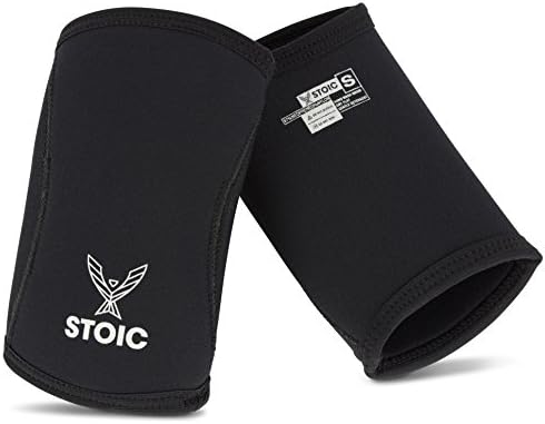 Stoic Elbow Sleeves for Powerlifting - 7mm + 5mm Thick Neoprene Sleeve for Bodybuilding, Weight Lifting Best for Squats, Cross Training, Strongman Professional Quality & Ultra Heavy Duty (Pair)