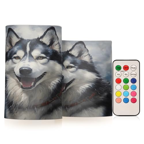 ALAZA Wolf (10) Flickering Flameless Candles Battery Operated with Remote Timer,Tea Light Candles LED Pillar Votive Candles Set of 2 for Outdoor Indoor Decorations