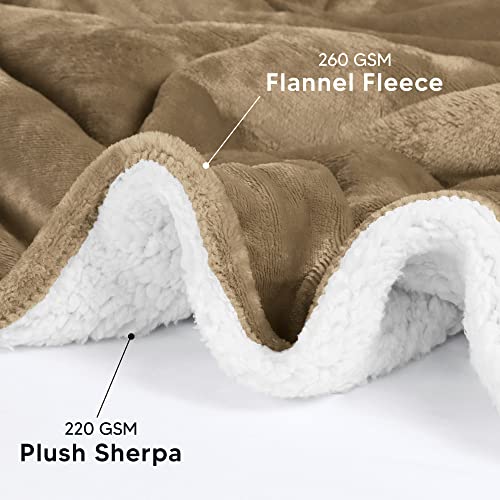 Utopia Bedding Sherpa Bed Blanket Queen Size Camel 480Gsm Plush Blanket Fleece Reversible Blanket For Bed And Couch (90X90 Inches) #TOP2