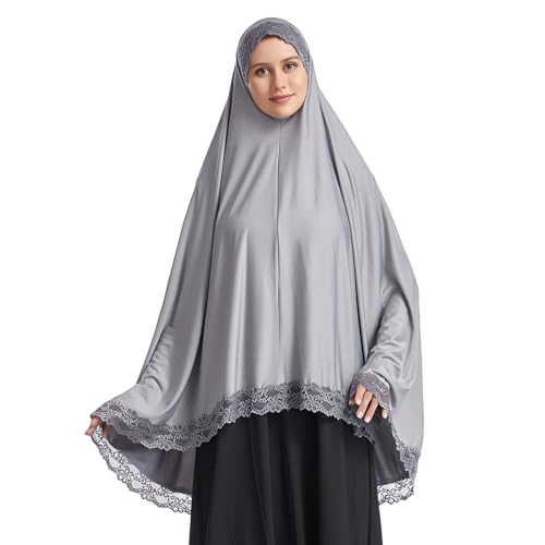 Muslim Women Hijab Soft Lace Lady Long Hijab Scarf Lightweight Solid Color Khimar Hijab