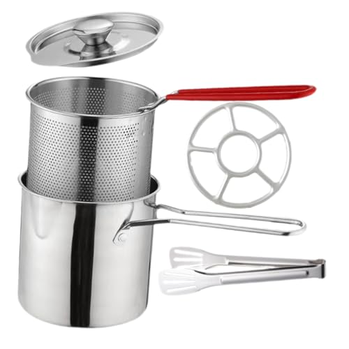 VINTORKY 1Set Fryer Kit with Fry Pot Deep Frying Basket and Lid for Cooking Shrimp Chicken and Fries Lightweight Easy to Handle Versatile for Home Use