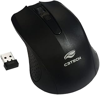 C3Tech Mouse Sem Fio Preto M-W20BK - Wifi 2.4Ghz, Tecnologia Free Smart Link, 1000DPI, DPI ajustavel; Ambidestro, 4Botoes, Windows, MAC OS,LINUX, CHROME OS