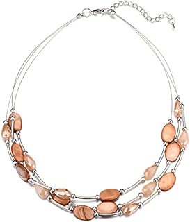 BULINLIN Crystal Layered Statement Necklace for Women, Shell Choker Necklace with Chunky Silver Metal Fashion Jewelry Gifts for Her