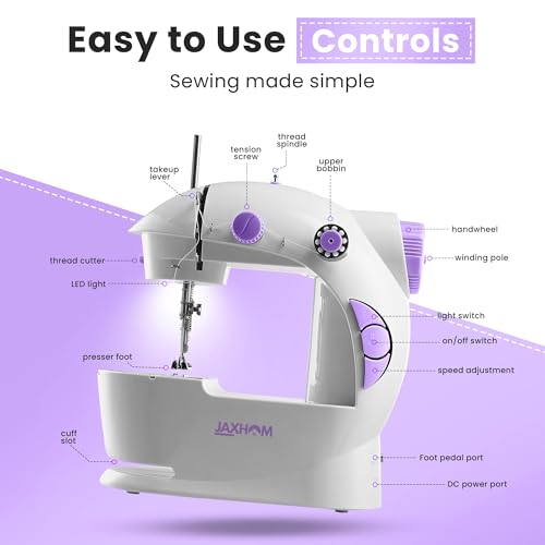 Image of JAXHOM Advance Sewing Machine Electric With Table Set I Mini Silai Machine With Focus Light, Foot Pedal And Adapter I Stitching Machine For Home Tailoring
