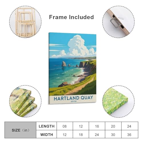 Poster vintage voyage Hartland Devon impression toile déco chambre - 2