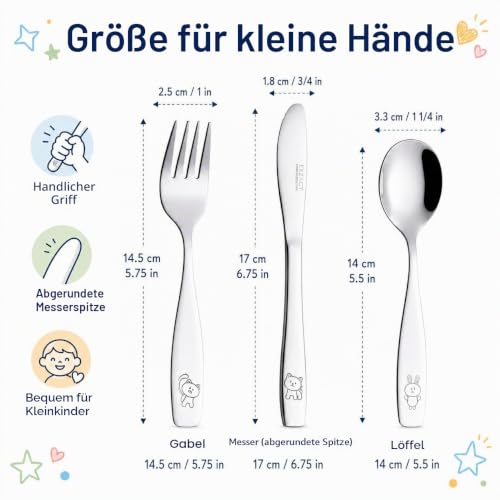 Foto von Exzact Kinderbesteck Set 6 tlg Edelstahl Kinder Kleinkinder 24M+