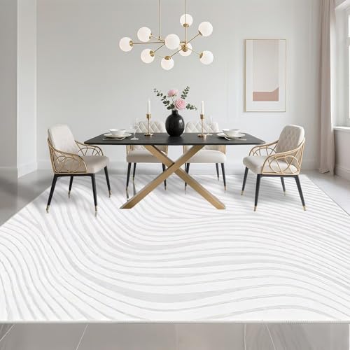 Tapis de salon écoresponsable gris 100x160cm à rayures
