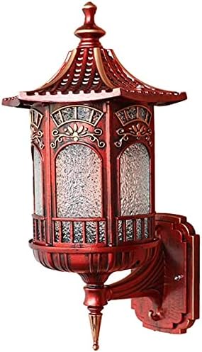 ヴィンテージランタンアウトドアウォールライトアンティーク防水アルミニウムウォールライトオレンジパターンガラスランプシェードウォールプ