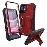 ExoGuard for iPhone 11 Case, Rubber Shockproof Full-Body Cover Case Built-in Screen Protector with Kickstand for iPhone 11 6.1 inch Phone (Red)