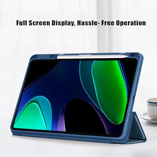Coque Xiaomi Pad 6 rigide transparente et pliable bleu foncé