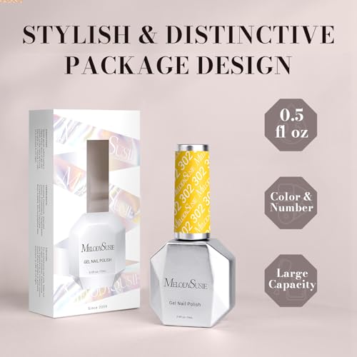 Image of MelodySusie Bright Yellow Gel Polish,0.5fl oz Nails Soak Off UV LED Neon Yellow Gel Nail Polish Gift for Women Nail Art Manicure Salon DIY Nail Design Decoration at Home-302-A2903