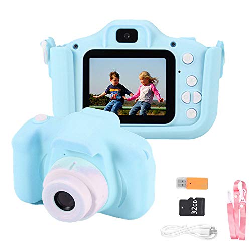 通用 Cámara para Niños con Tarjeta 32GB Cámara Digitale Selfie para Niños de Tarjeta 32GB, HD 1200 MP/1080P Doble Objetivo, Ideales para niños de 3 a 12 años,Cámara para niños, Azul