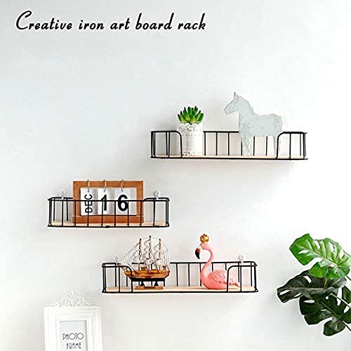 HJW Praktische opbergrek Thuis drijvende wandplank, metalen houten display opbergrek voor fotolijst boek plantenpot woonkamer slaapkamer badkamer balkon accessoires 1Huiyang-01020, klein - Image 8