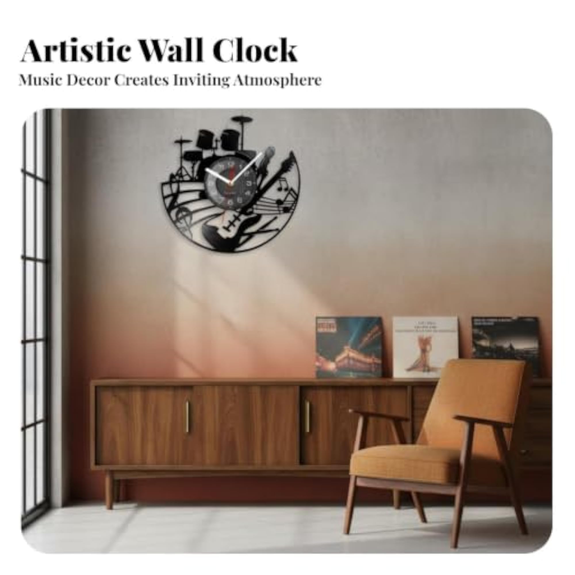 Vinyl Records Wall Clock, Unique Gift for Music Lovers