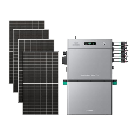 Zendure SolarFlow 2400 Pro – Balkonkraftwerk mit Speicher 2400W AC, Solarspeicher für Balkonkraftwerk 4800W PV-Eingang Eweiterbar von 16,8kWh, mit 1 AB3000L Batteriepaket, 4 500W Bifaziale Paneele